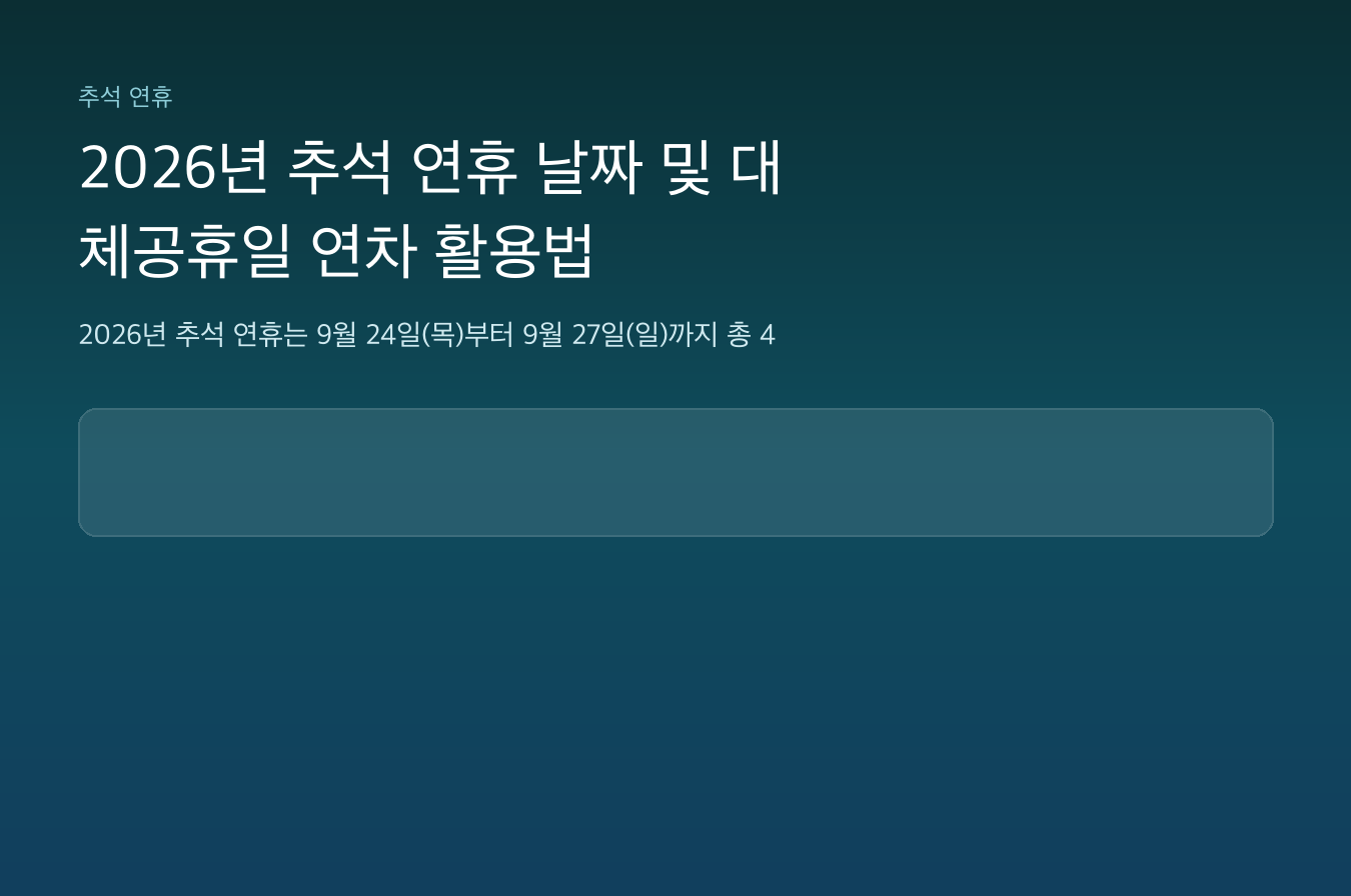 2026년 추석 연휴 날짜 및 대체공휴일 연차 활용법