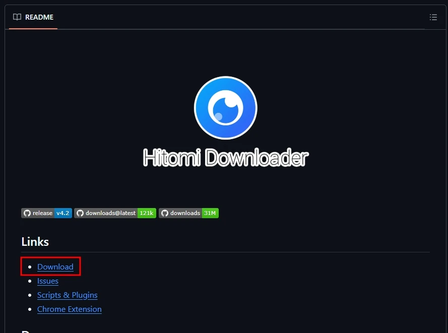 Hitomi Downloader 깃허브 사이트
