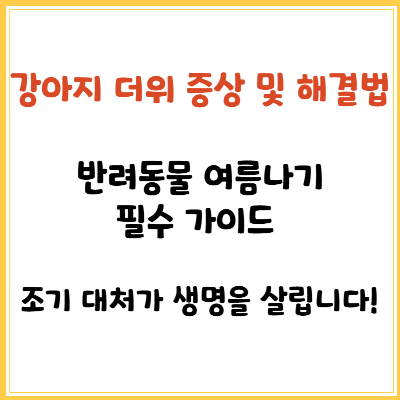 강아지 더위 증상 및 해결법 (반려동물 여름나기 필수 가이드)