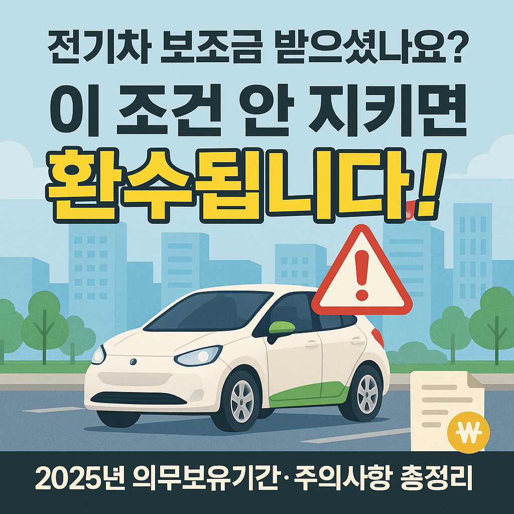 2025 전기차 보조금 환수 당하지 않으려면 꼭 지켜야 할 조건 5가지!