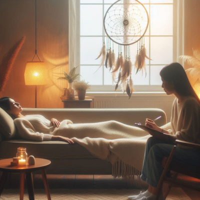 꿈과 꿈 해석을 탐구하는 다양한 장면을 담은 이미지입니다.