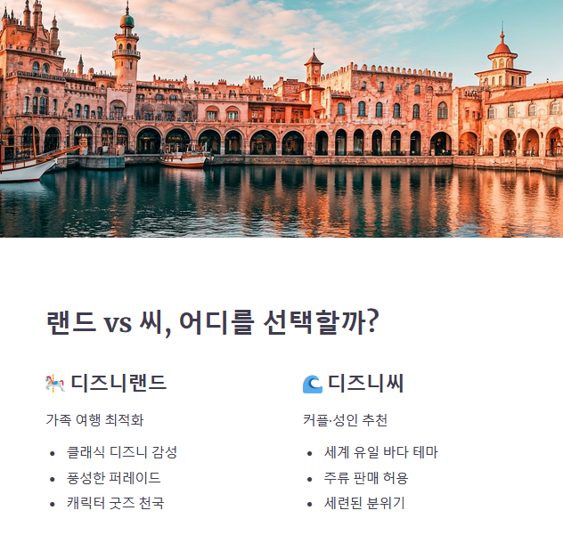 도쿄 디즈니랜드 &amp; 디즈니씨 – 기본 정보와 차이점