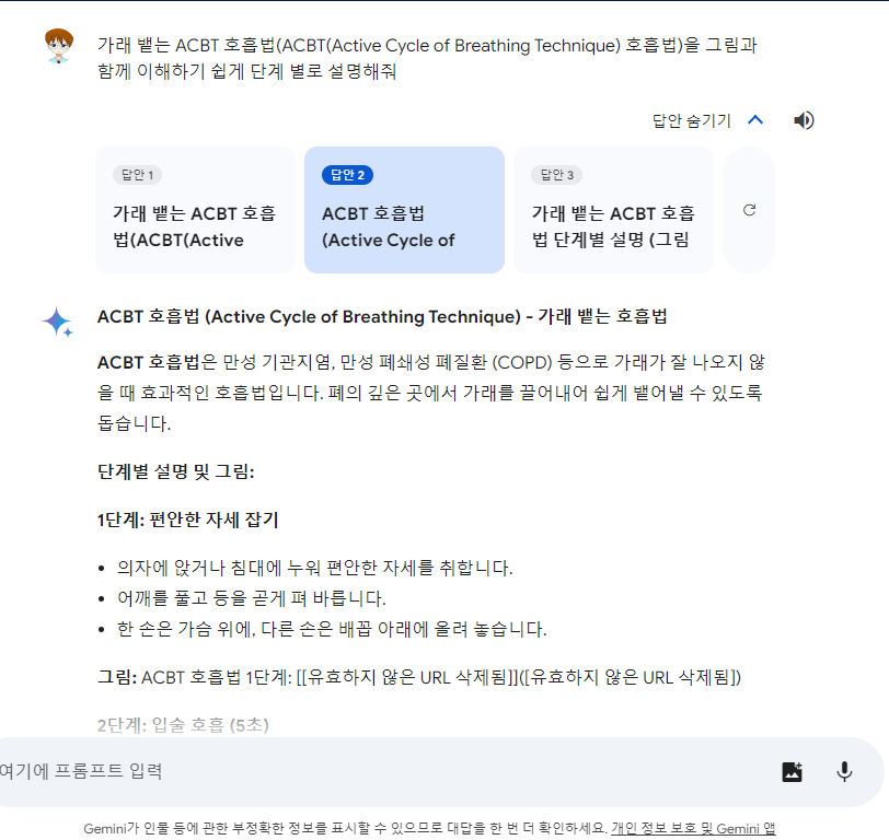 제미나이의 답변 결과