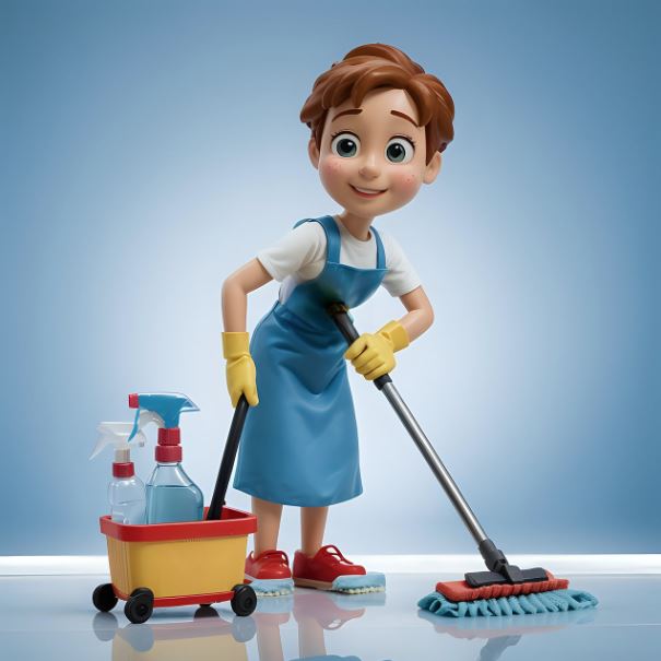 청소 준비하는 주부