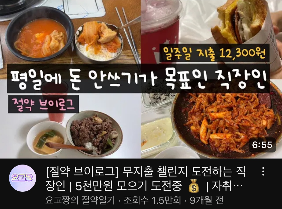 유튜브 절약 브이로그