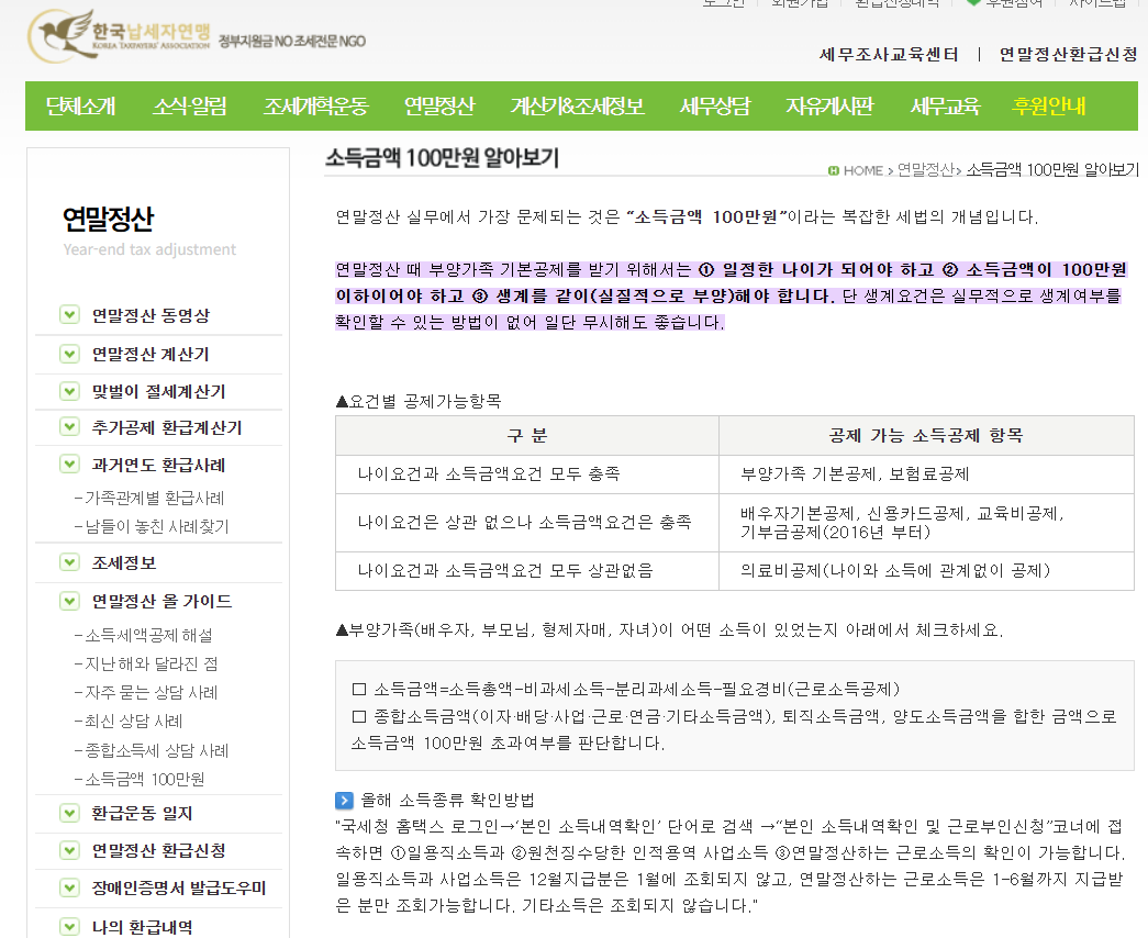 연말정산 부양가족 공제 궁금증 해결