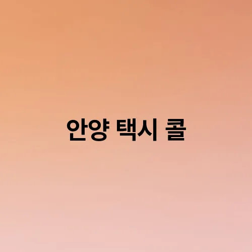 안양 택시 콜