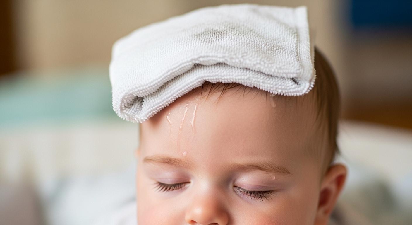 아기 열날때 물수건