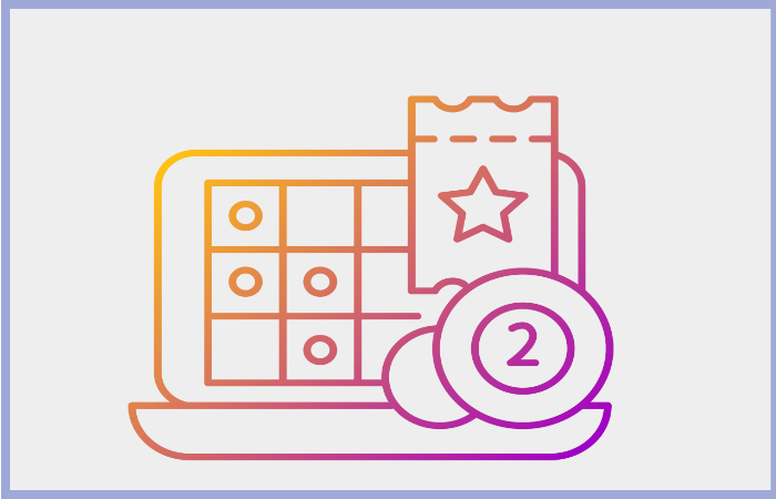 온라인 도박이나 게임을 상징하는 아이콘 이미지. 컴퓨터 화면, 동전, 티켓이 함께 표현됨