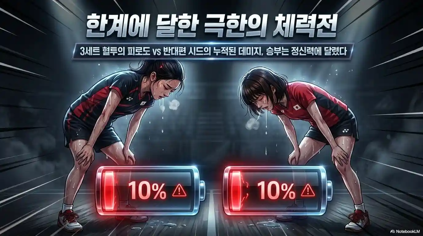 안세영 야마구치 결승 체력 소모 비교 배터리 10% - 3세트 혈투 피로도 정신력 싸움