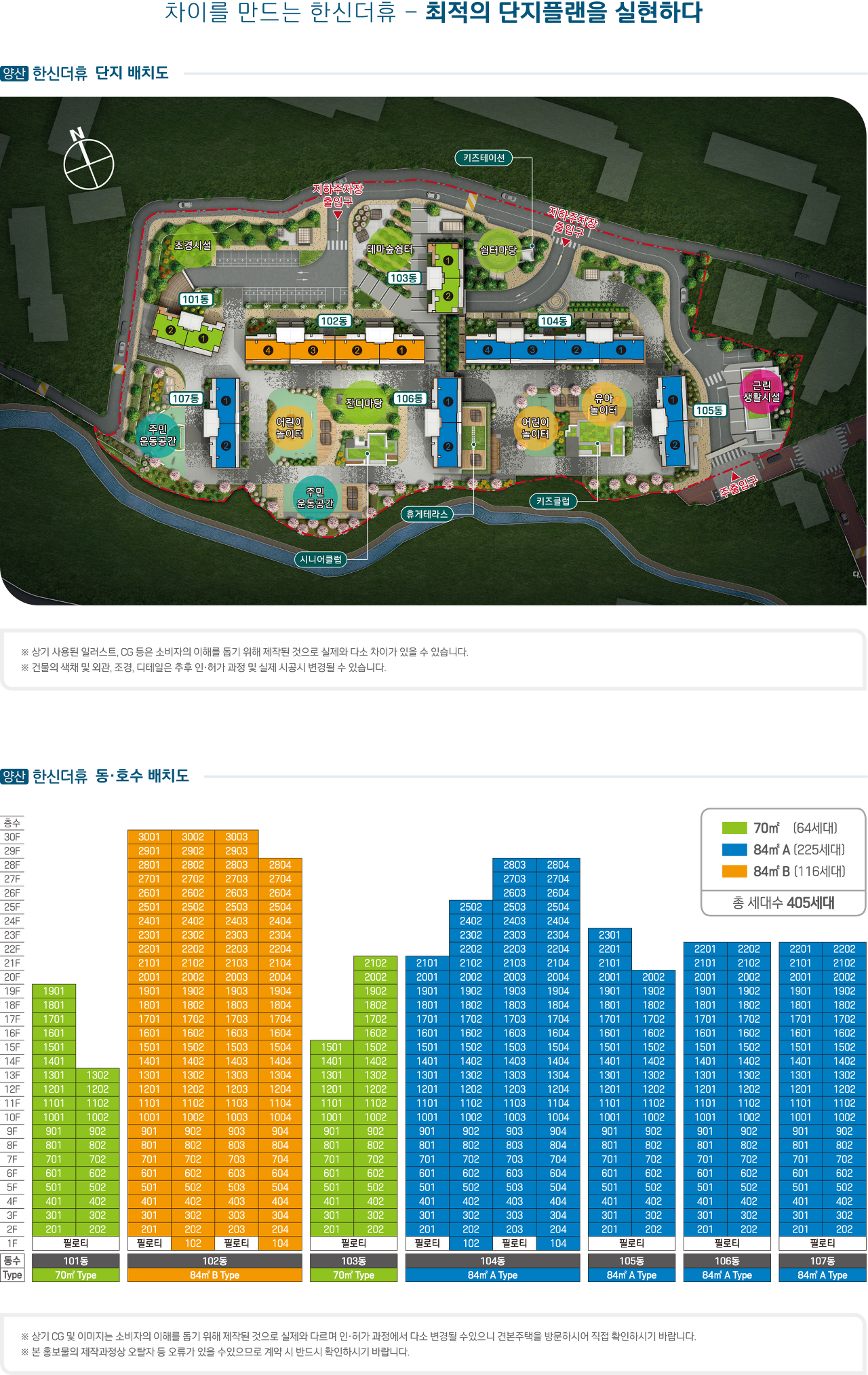 양산 한신더휴 - 단지 배치도