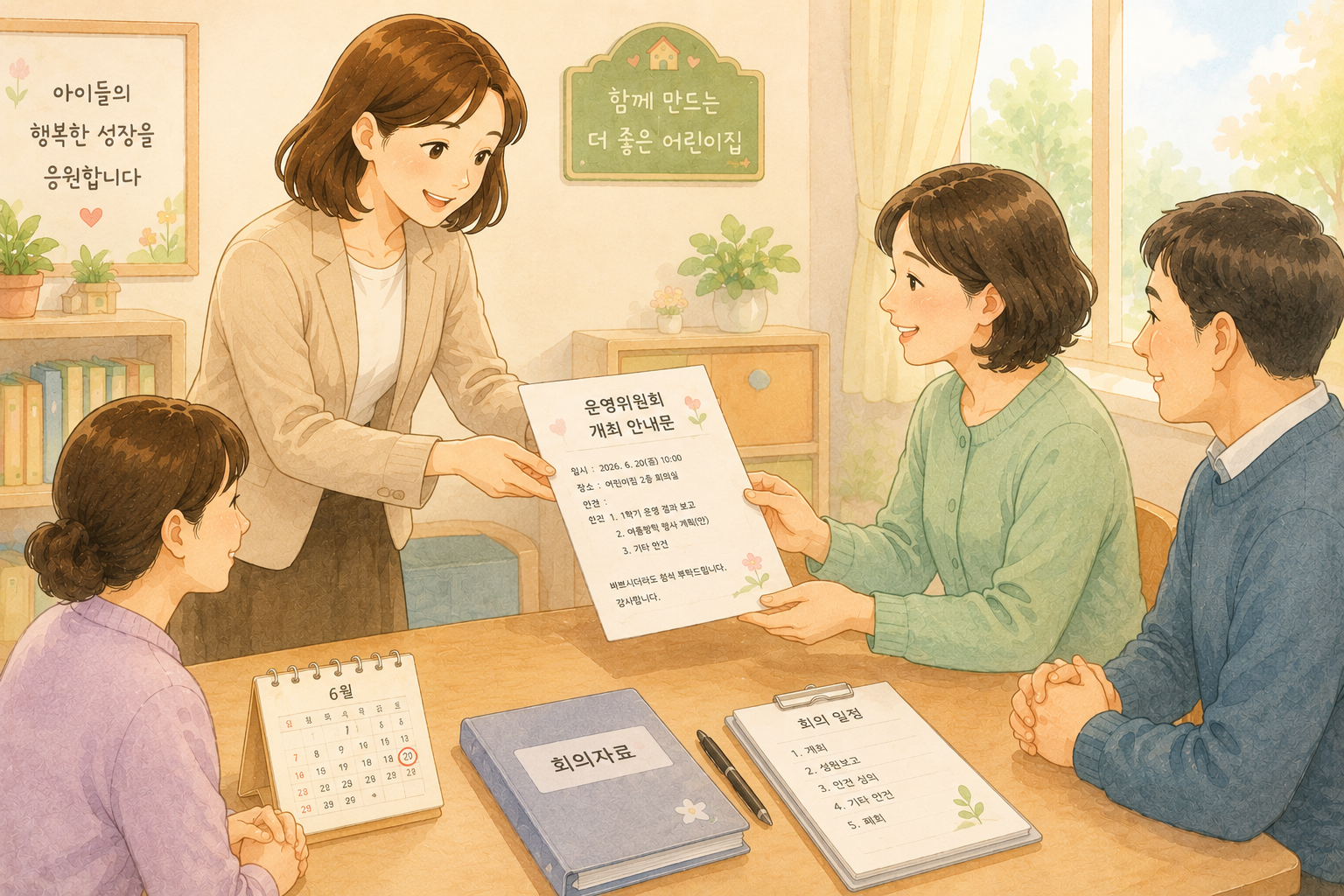 운영위원회 개최 안내문 회의 중 공유하는 이미지