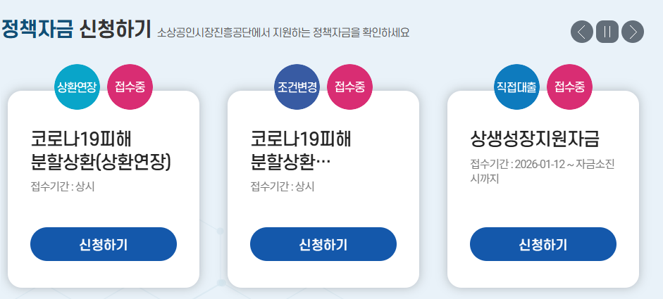 2026 소상공인 정책자금 종류 신청방법 자격확인