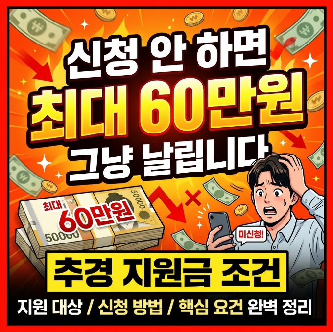 "신청 안 하면 최대 60만원 그냥 날립니다"&hellip; 추경 지원금 조건