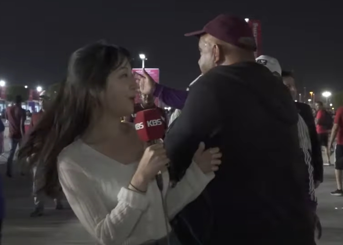 이수날 정이수 KBS 리포팅 중 어깨빵