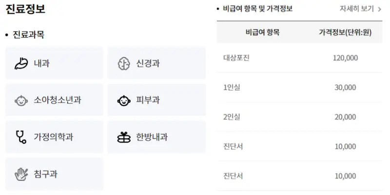 진료정보,비급여-비용