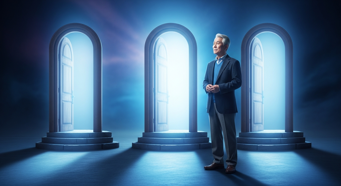 비상금, 목돈, 편리성 아이콘을 저울에 올려놓고 자신에게 맞는 파킹통장을 고민하는 모습