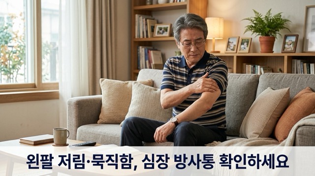 관상동맥질환 방사통 왼쪽 팔 어깨 턱 통증