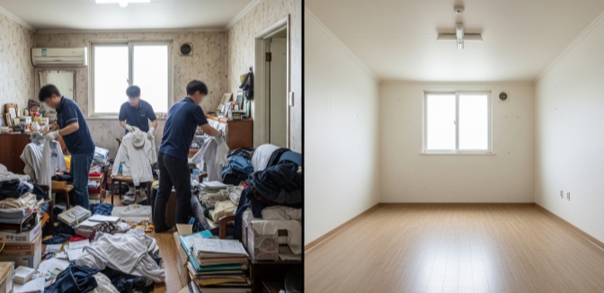 태안 고독사청소 후 도배 모습