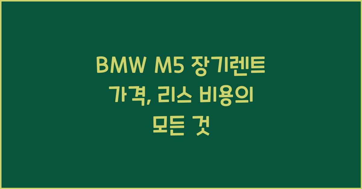 BMW M5 장기렌트 가격, 리스 비용