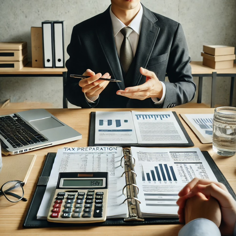 세무 상담을 진행하며 재정계획을 수립하는 장면