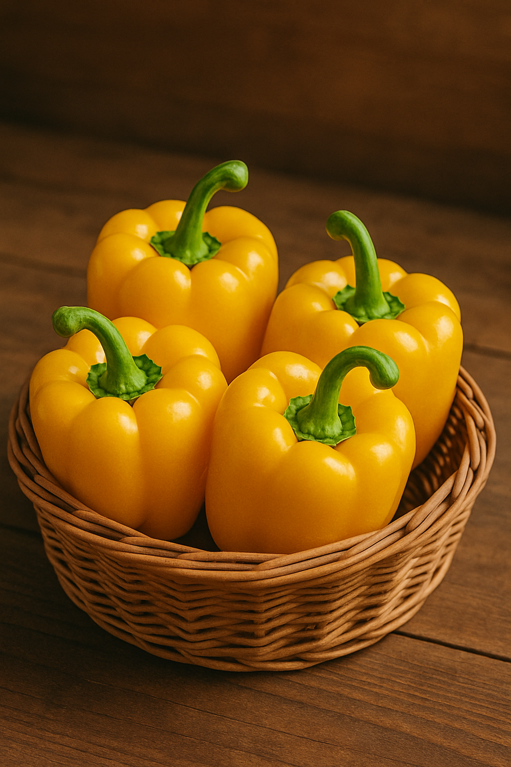 바구니에 담긴 노란색 파프리카 이미지
