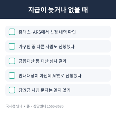 근로장려금 입금 안 될 때 확인할 것