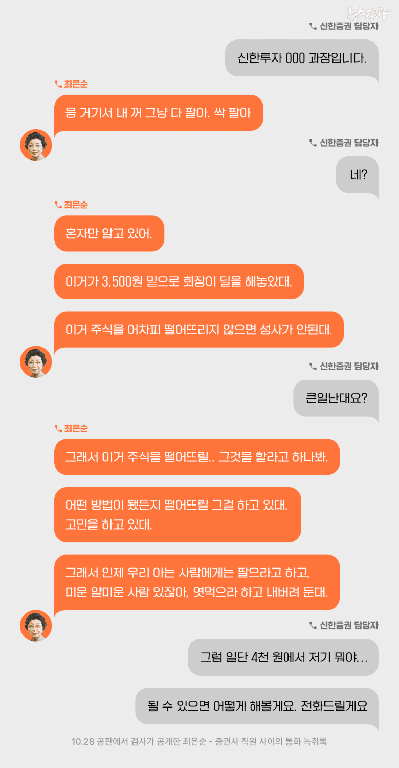 최은순-신한증권직원-통화녹취록