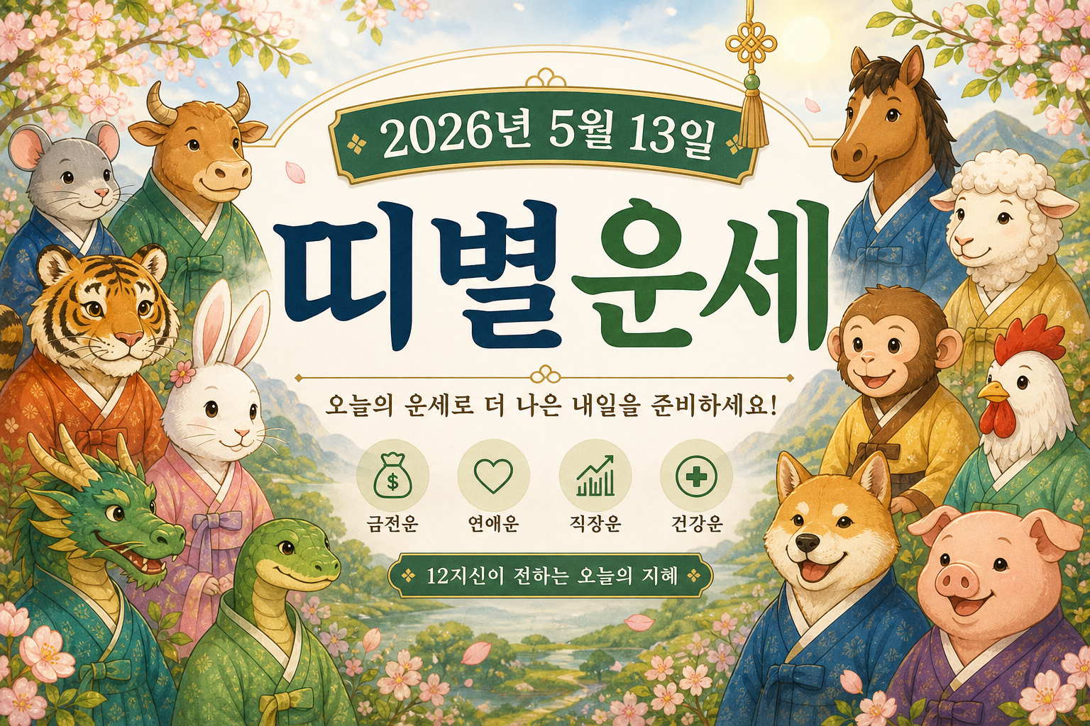 2026년 5월 13일 띠별운세 무료 보기 만세력 2D 이미지