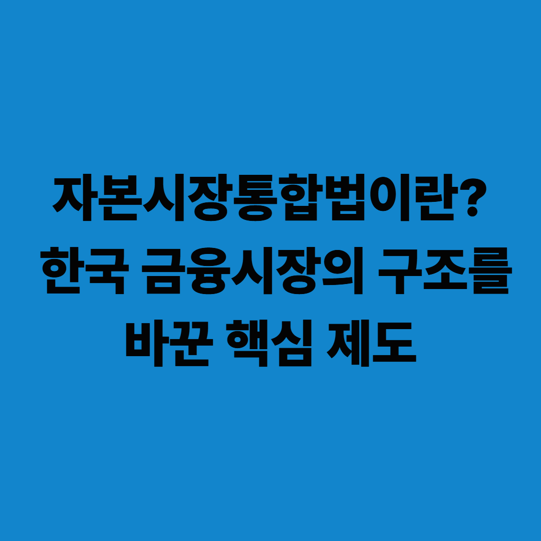 자본시장통합법이란? 한국 금융시장의 구조를 바꾼 핵심 제도
