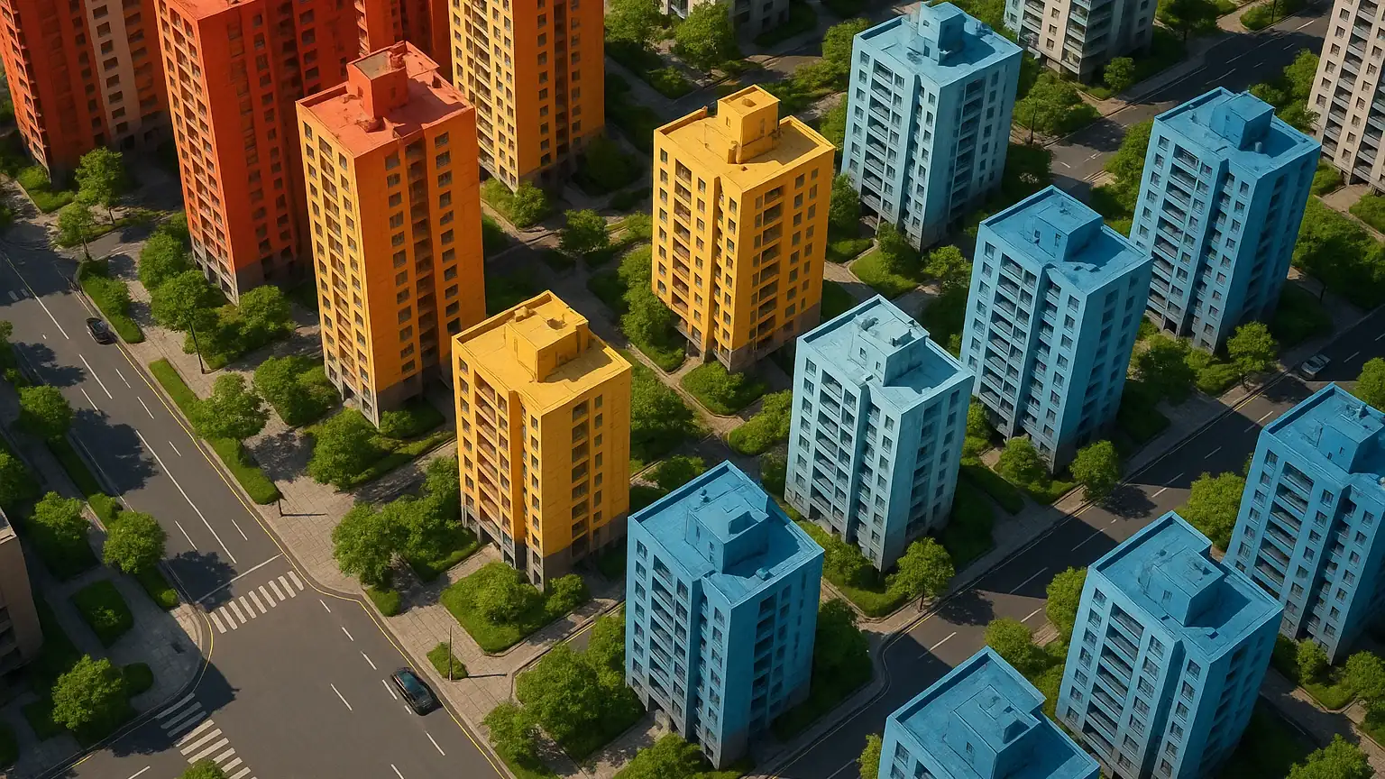 부동산플래닛 AI 추정가 인터페이스를 보여주는 스크린샷으로 아파트 동호수별 가격이 색상으로 구분되어 표시된 모습