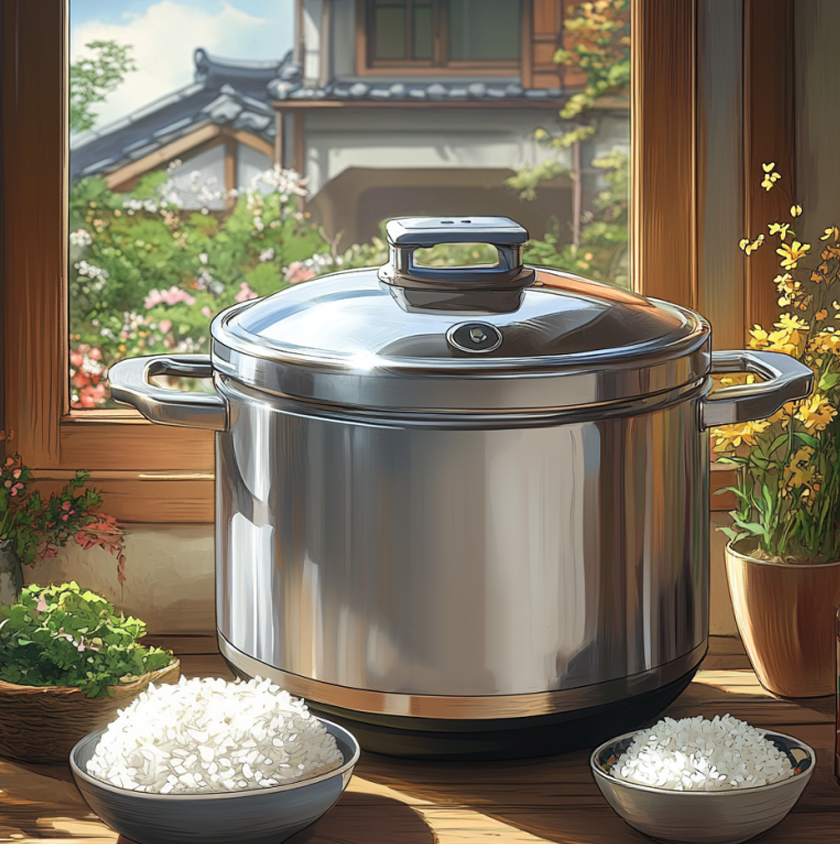 스테인리스 압력밥솥과 맛있는 쌀밥