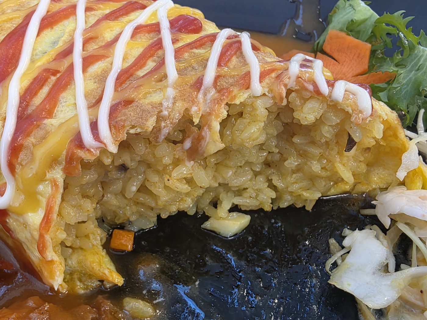 오므라이스 단면 클로즈업