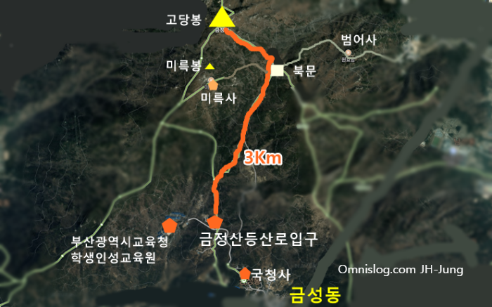 금정산 고당봉 등산지도