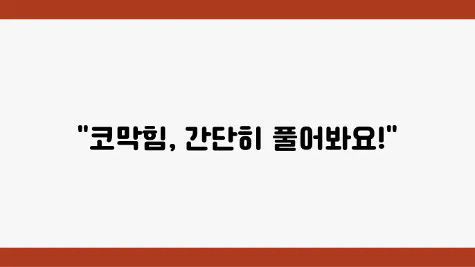 코막힘 뚫는 법! 원인과 해결 방법 5가지 한눈에 정리