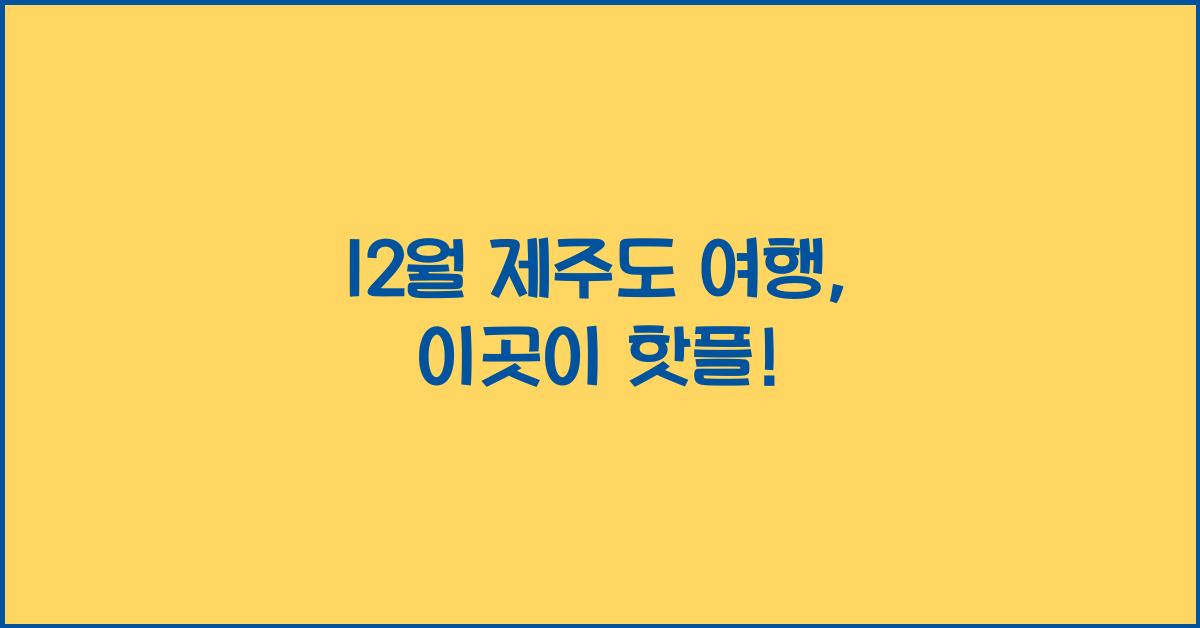 12월 제주도 여행