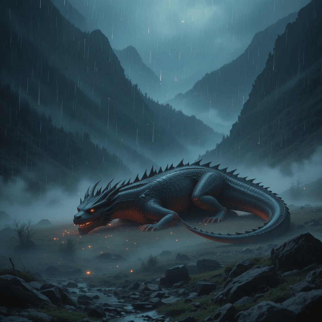 용이 나오는 꿈 중 흉몽으로 용이 다치는 꿈의 참고이미지입니다.