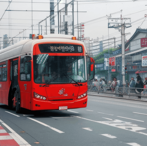 달리는 빨간색 버스