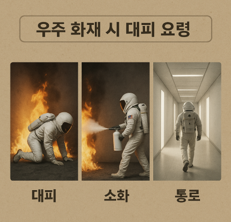 우주 화재 시 대피 요령