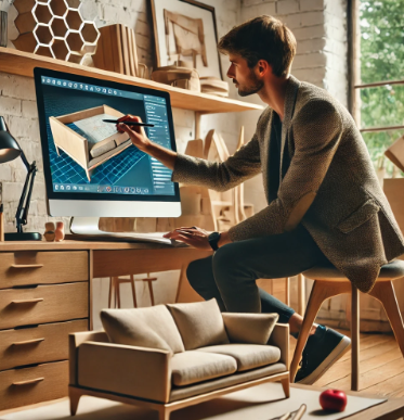 가구 디자이너가 AI 툴을 활용하는 모습