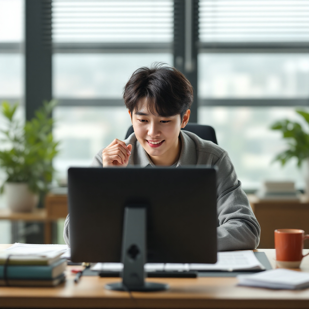 부동산 증여세를 온라인으로 신고하는 남성