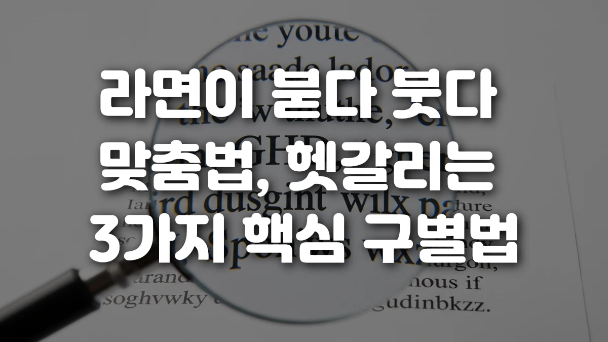 라면이 붇다 붓다 맞춤법 헷갈리는 3가지 핵심 구별법