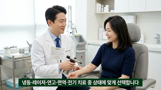평편사마귀 치료 냉동치료 레이저 면역치료 약물치료 피부과 이미지