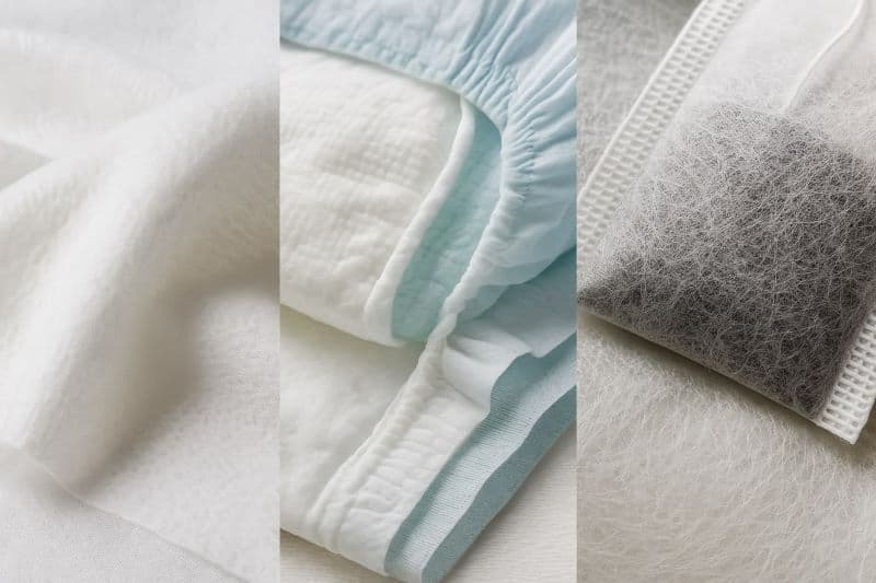 물티슈, 기저귀의 흡수층과 방수층, 차 티백의 섬유 구조를 사실적으로 보여줌