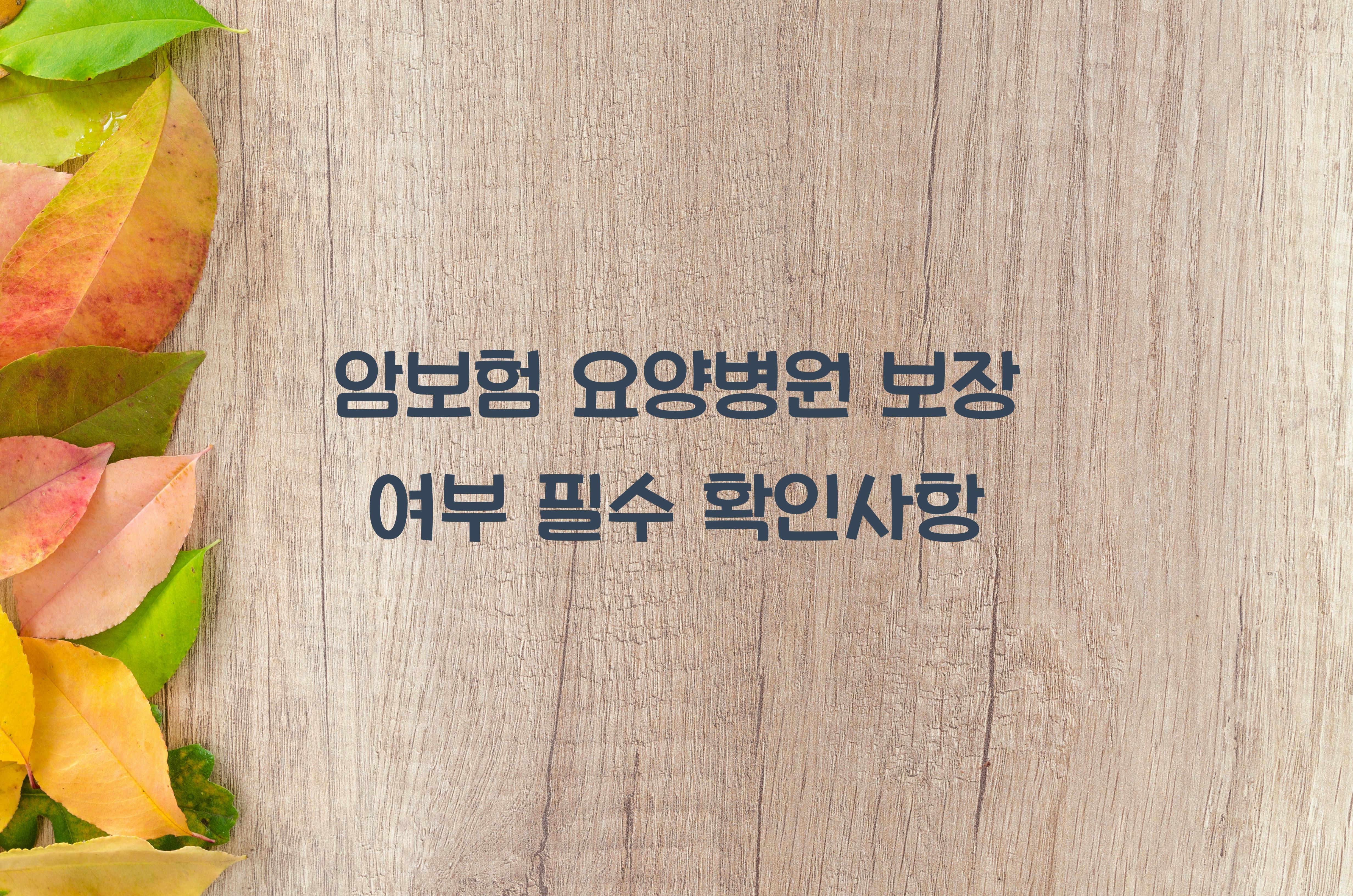 암보험 요양병원 보장 여부