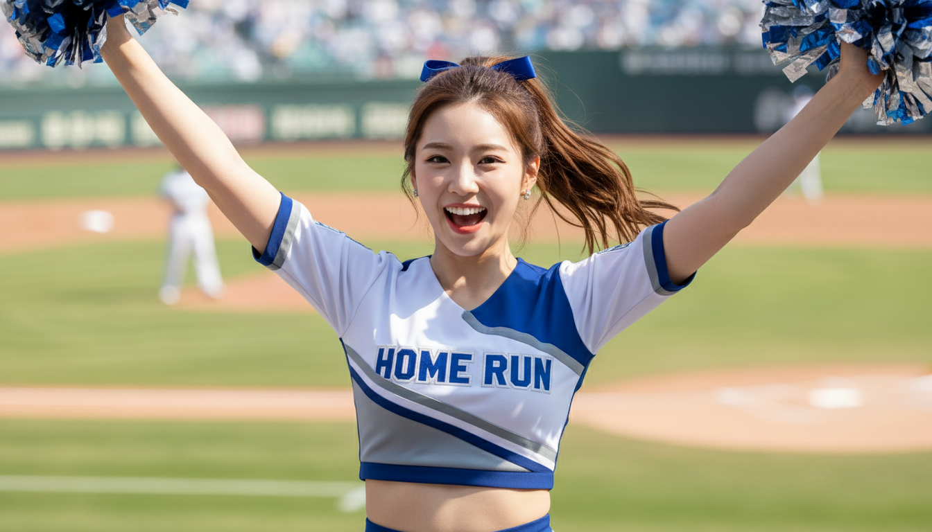 환한 미소로 야구팬들을 맞이하는 양효주 치어리더의 매력적인 모습