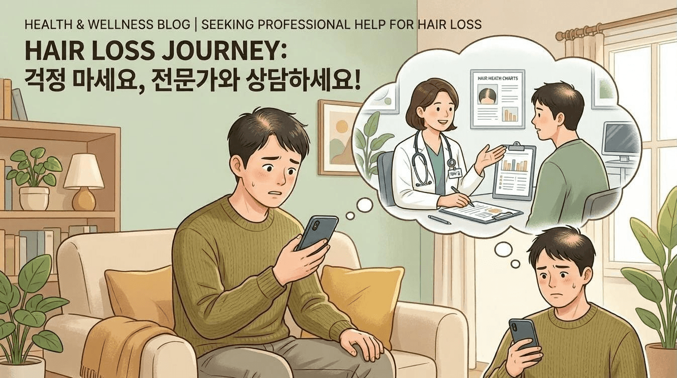자가 판단 한계 및 전문 상담 권고 일러스트