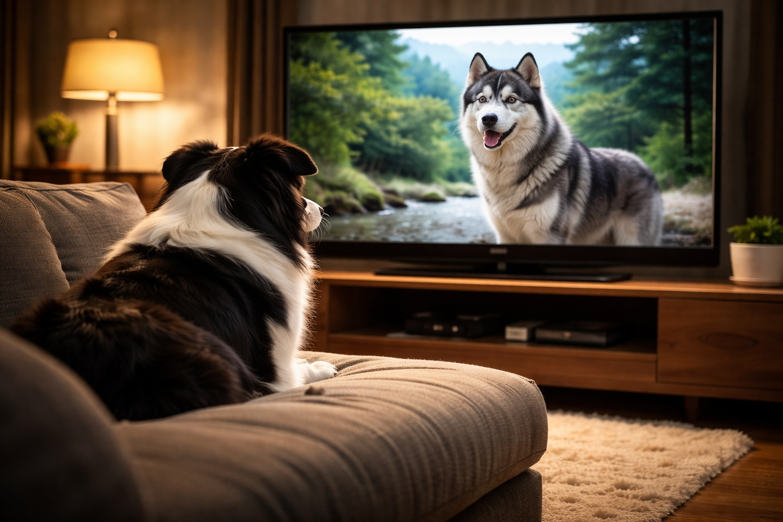 강아지 티비보는 사진