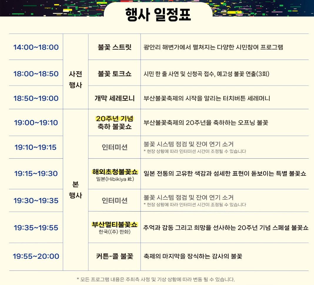 부산 불꽃축제 일정표