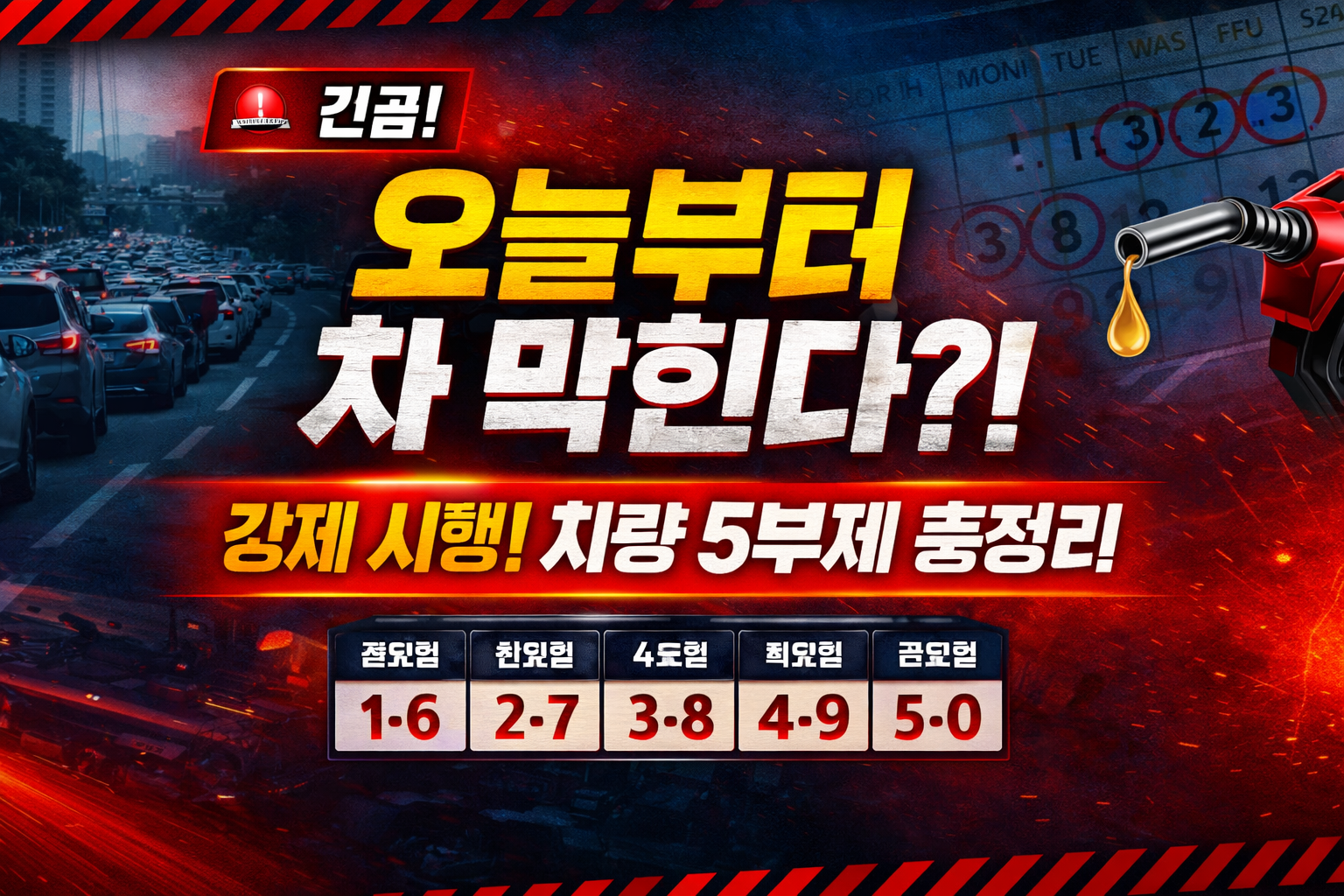 차량 5부제 오늘 확인 방법｜내 차량 운행 가능 여부&middot;요일 기준&middot;단속&middot;예외까지 정리